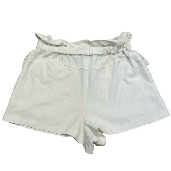 ZARA Linen Blend Cream Ruffle Shorts, Womens M, Lagenlook Coastal Boho Preppy - Picture 2 of 7